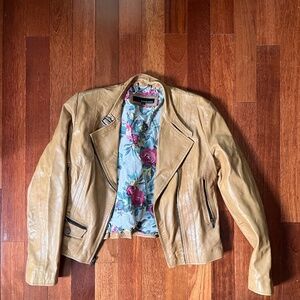 Wilson's Genuine Leather Moto Jacket Women's L Tan